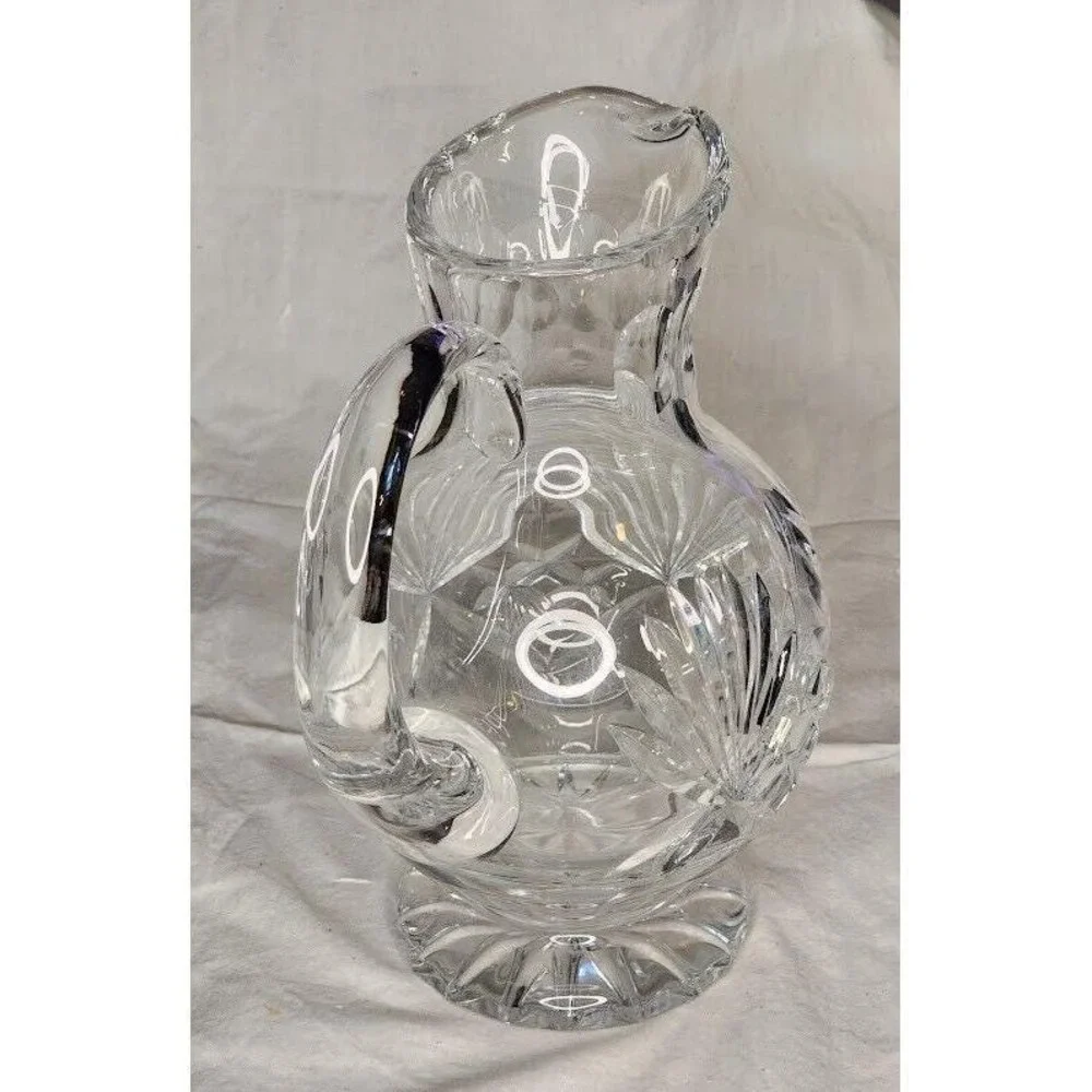Vintage ‎ Polonia 24% Lead Crystal Footed Ball Pitcher Made in Poland 1950's